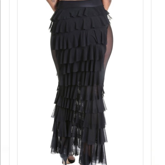Ruffle Layer Black Maxi Skirt - Picture 4 of 5